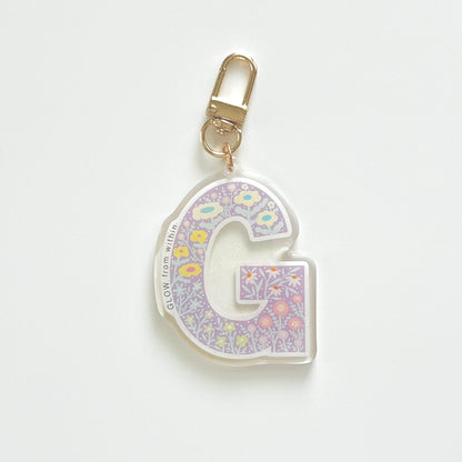 Letter G Affirmation Keychain – GLOW Floral Acrylic Charm