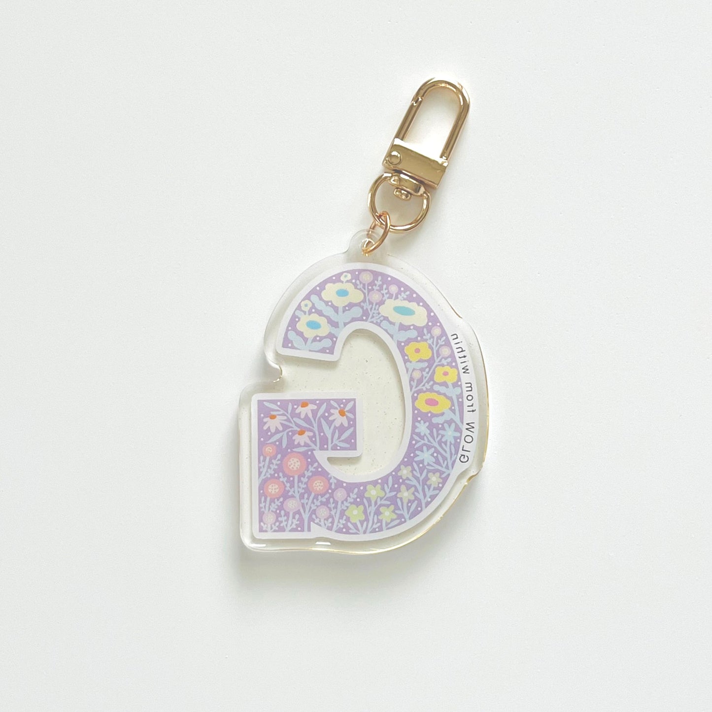 Letter G Affirmation Keychain – GLOW Floral Acrylic Charm