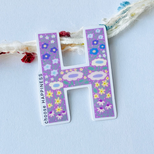 Letter H Sticker - choose HAPPINESS