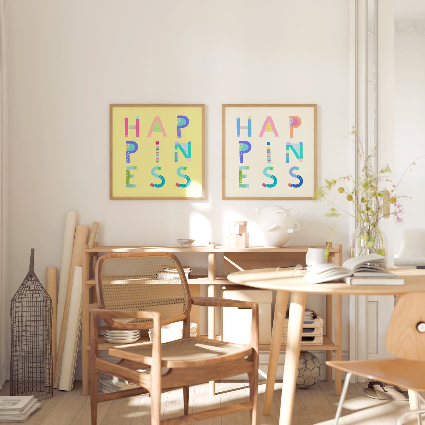 Happiness Poster (Soft Yellow) – Pick Pop Prints