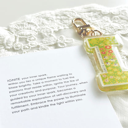 Letter Affirmation Keychains – Floral Pattern Epoxy Acrylic Charm