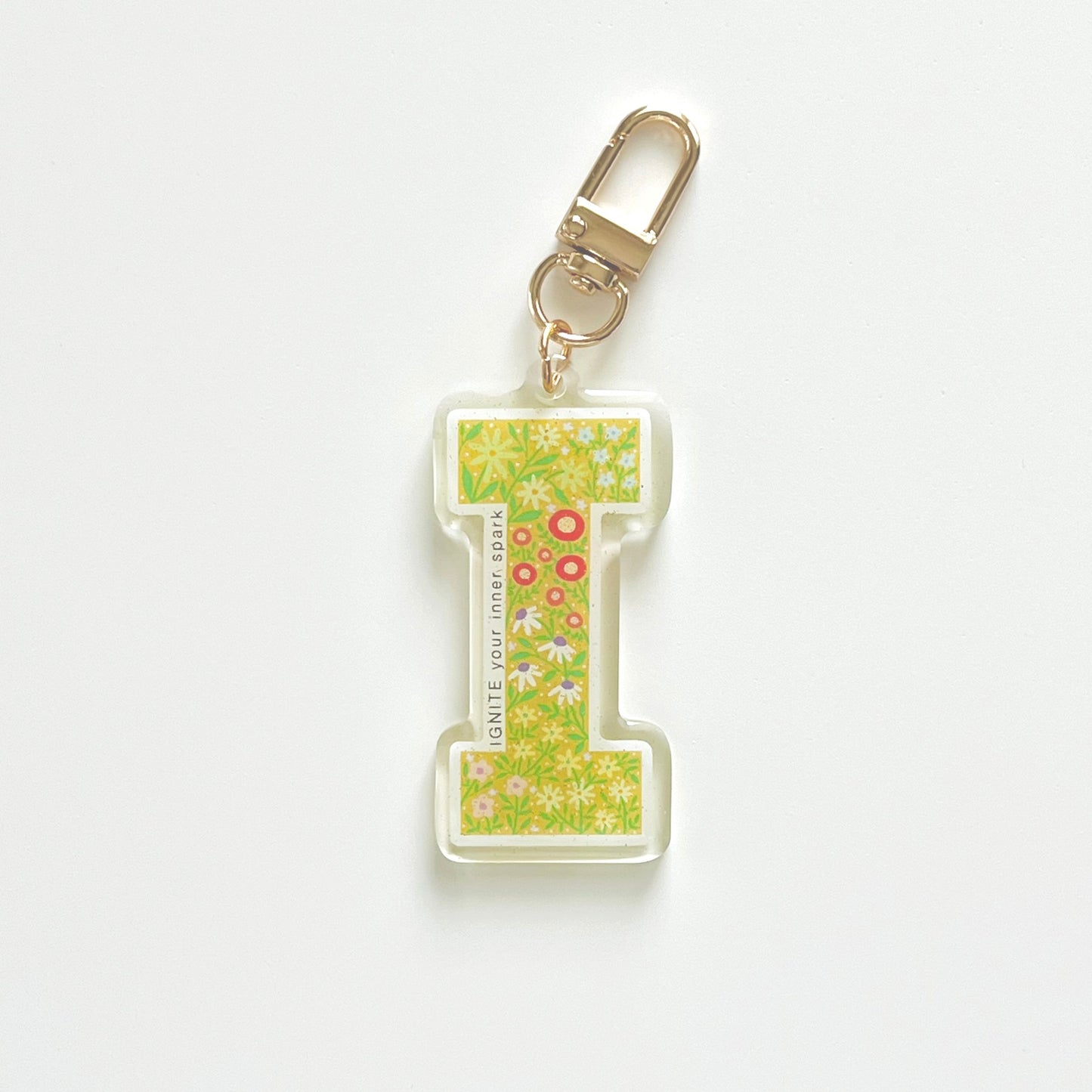 Letter I Affirmation Keychain – IGNITE Floral Acrylic Charm