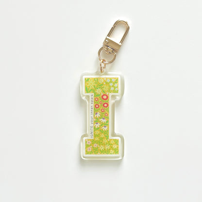 Letter I Affirmation Keychain – IGNITE Floral Acrylic Charm