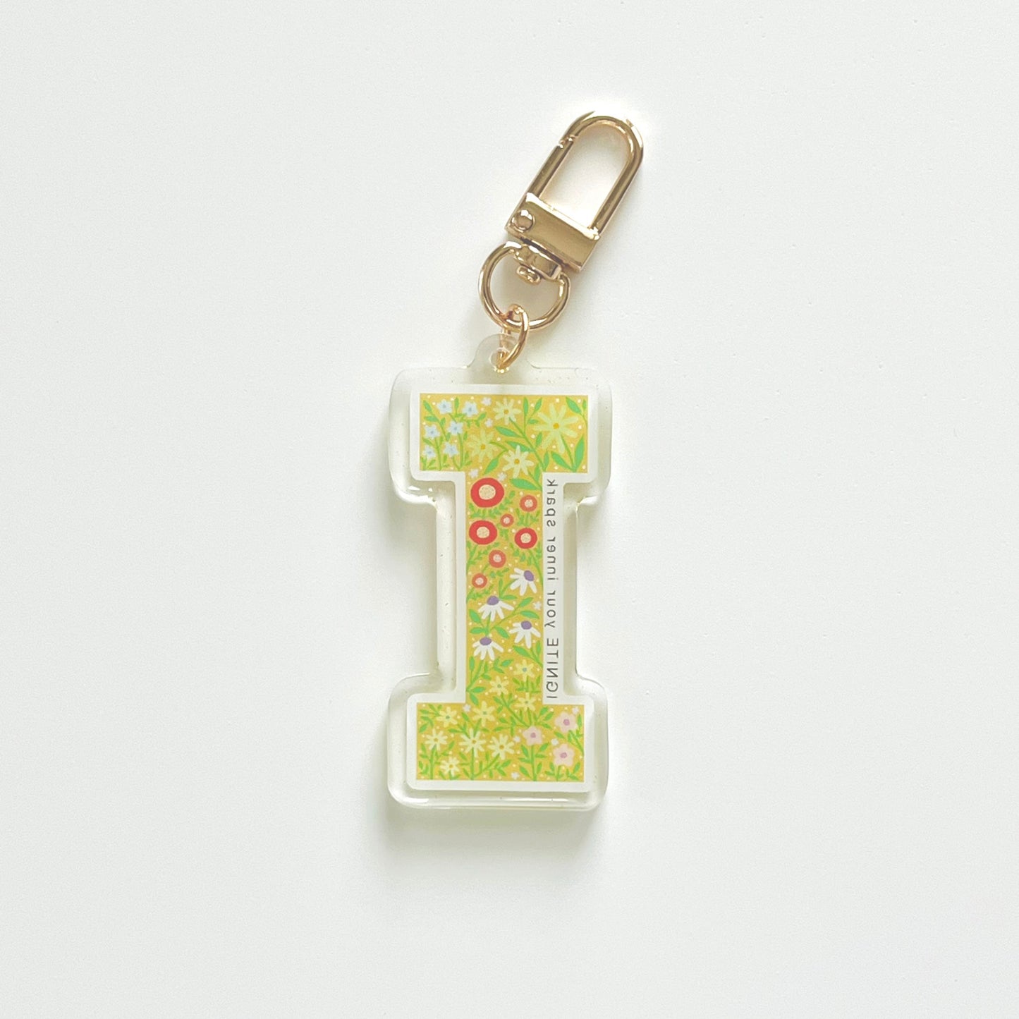 Letter I Affirmation Keychain – IGNITE Floral Acrylic Charm