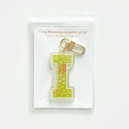Letter Affirmation Keychains – Floral Pattern Epoxy Acrylic Charm