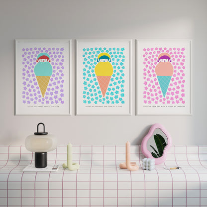 Scoop Up Happiness One Cone at a Time Poster | Inspirational and Playful Art