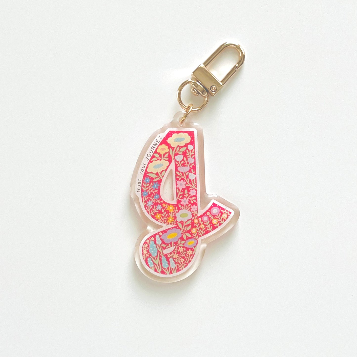 Letter J Affirmation Keychain – JOURNEY Floral Acrylic Charm
