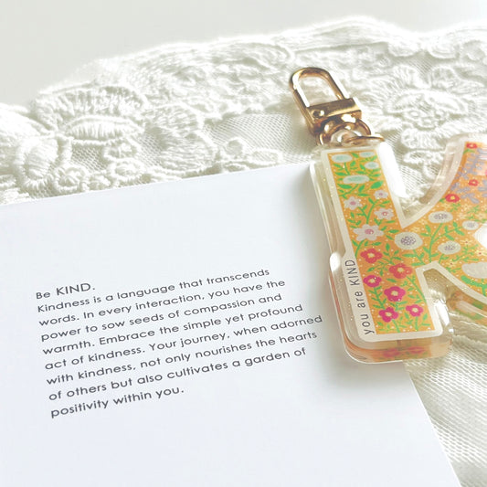 Letter K Affirmation Keychain – KIND Floral Acrylic Charm