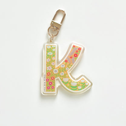 Letter K Affirmation Keychain – KIND Floral Acrylic Charm