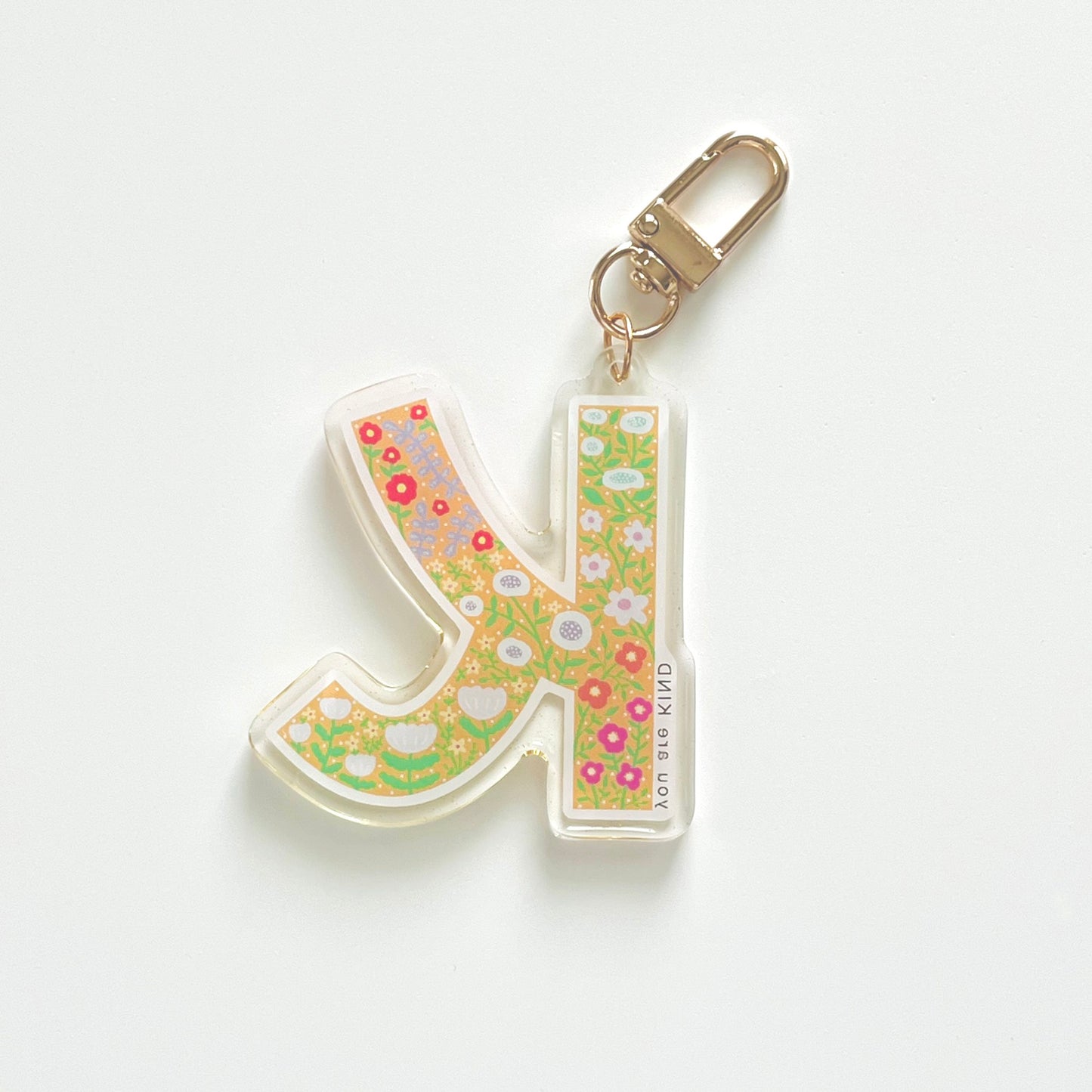 Letter K Affirmation Keychain – KIND Floral Acrylic Charm