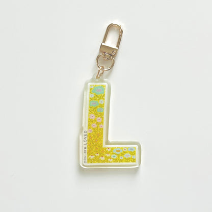 Letter L Affirmation Keychain – LOVED Floral Acrylic Charm
