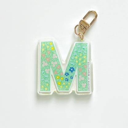 Letter M Affirmation Keychain – MIRACLES Floral Acrylic Charm