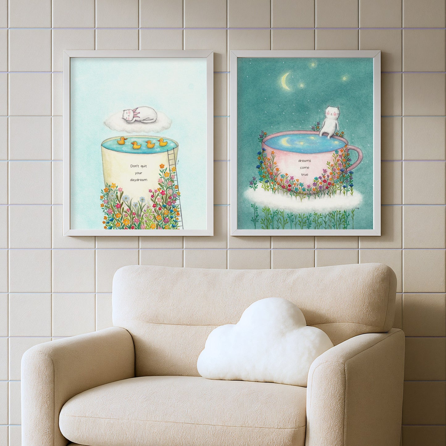 Moonlight poster and Daydream poster in modern living room