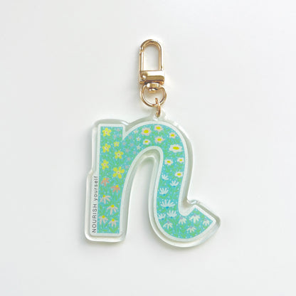 Letter N Affirmation Keychain – NOURISH Floral Acrylic Charm