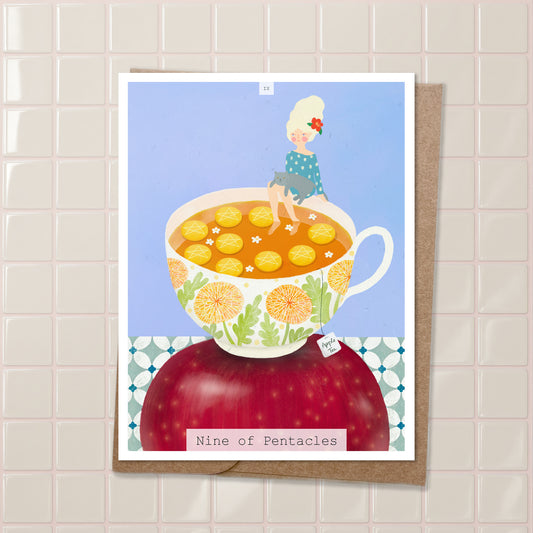 Nine of Pentacles 01_Titi-Tata Tarot Postard