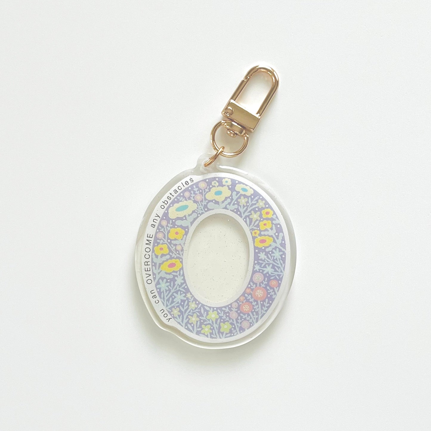 Letter O Affirmation Keychain – OVERCOME Floral Acrylic Charm