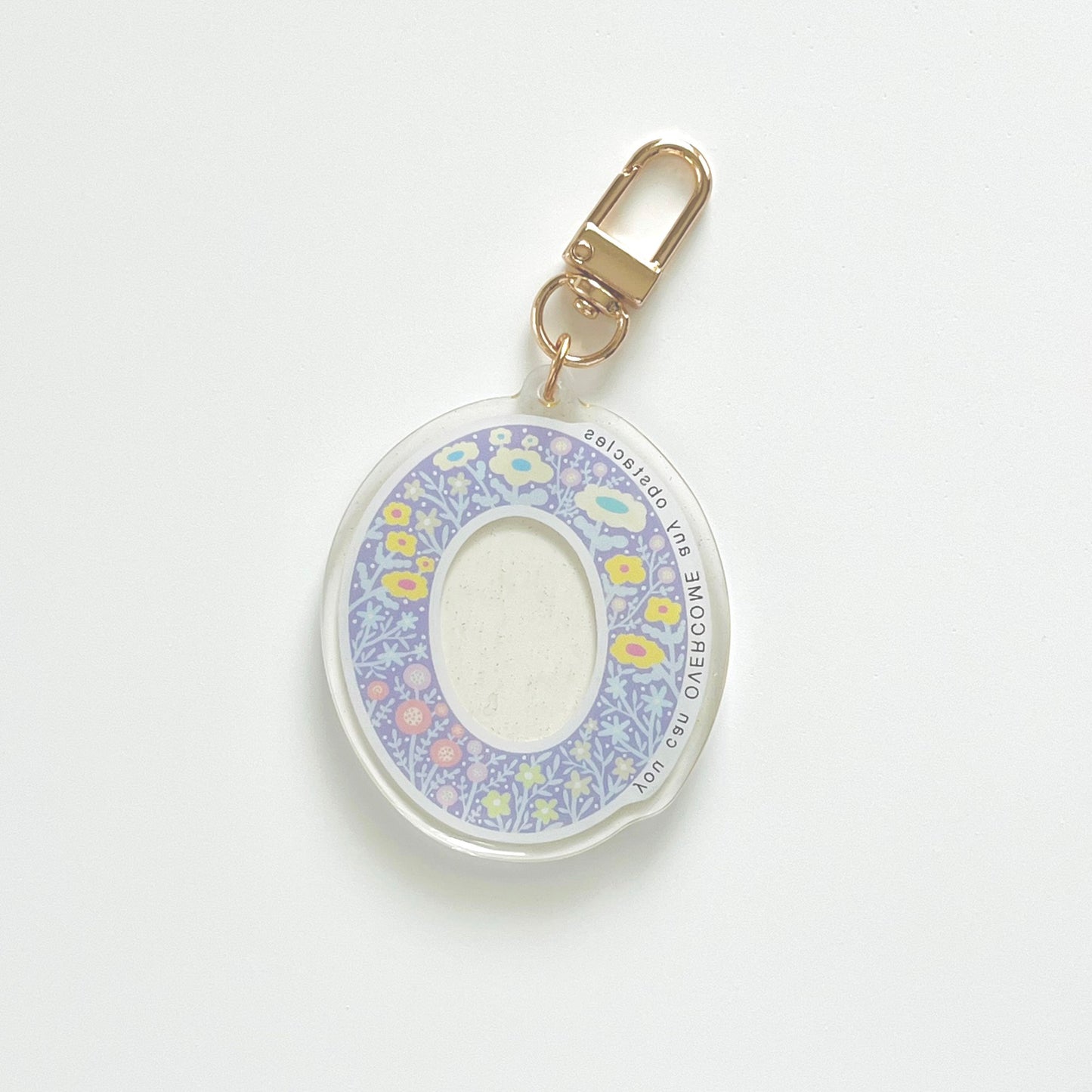 Letter O Affirmation Keychain – OVERCOME Floral Acrylic Charm