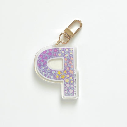 Letter P Affirmation Keychain – POWERFUL Floral Acrylic Charm
