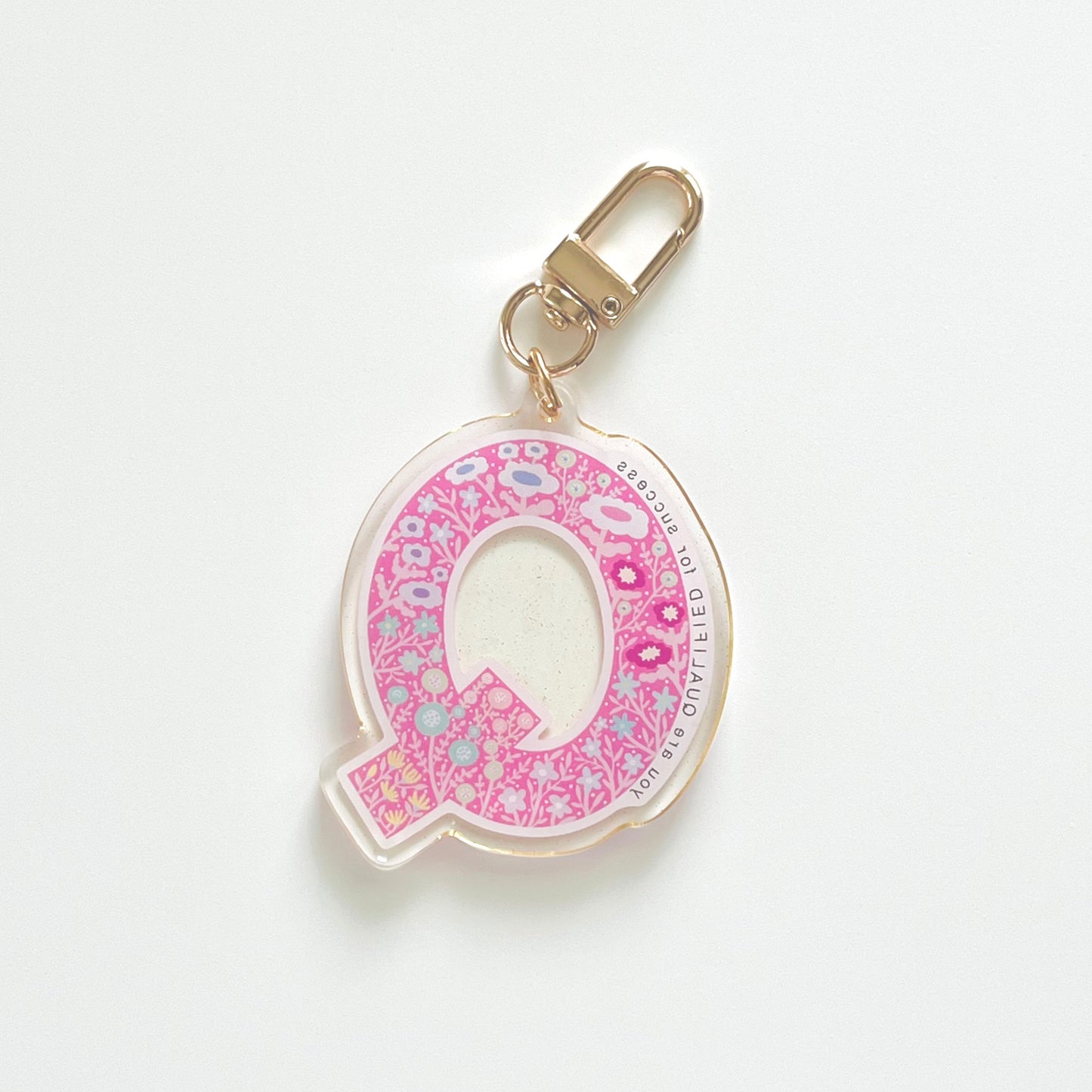 Letter Q Affirmation Keychain – QUALIFIED Floral Acrylic Charm