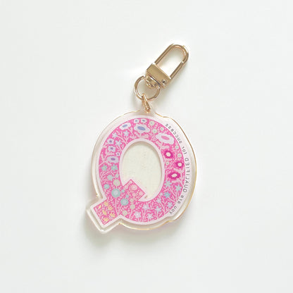 Letter Q Affirmation Keychain – QUALIFIED Floral Acrylic Charm
