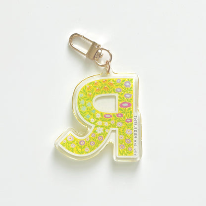 Letter R Affirmation Keychain – RESILIENT Floral Acrylic Charm