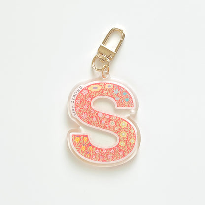 Letter S Affirmation Keychain – STRONG Floral Acrylic Charm