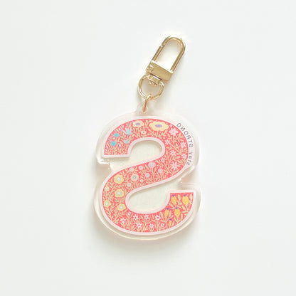 Letter S Affirmation Keychain – STRONG Floral Acrylic Charm