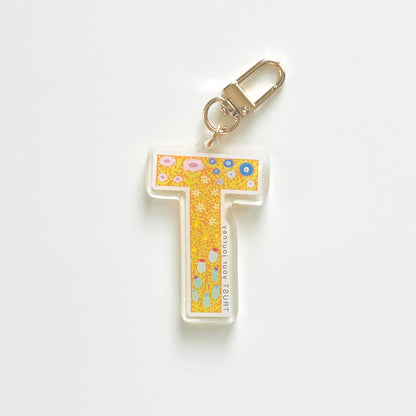 Letter T Affirmation Keychain – TRUST Floral Acrylic Charm
