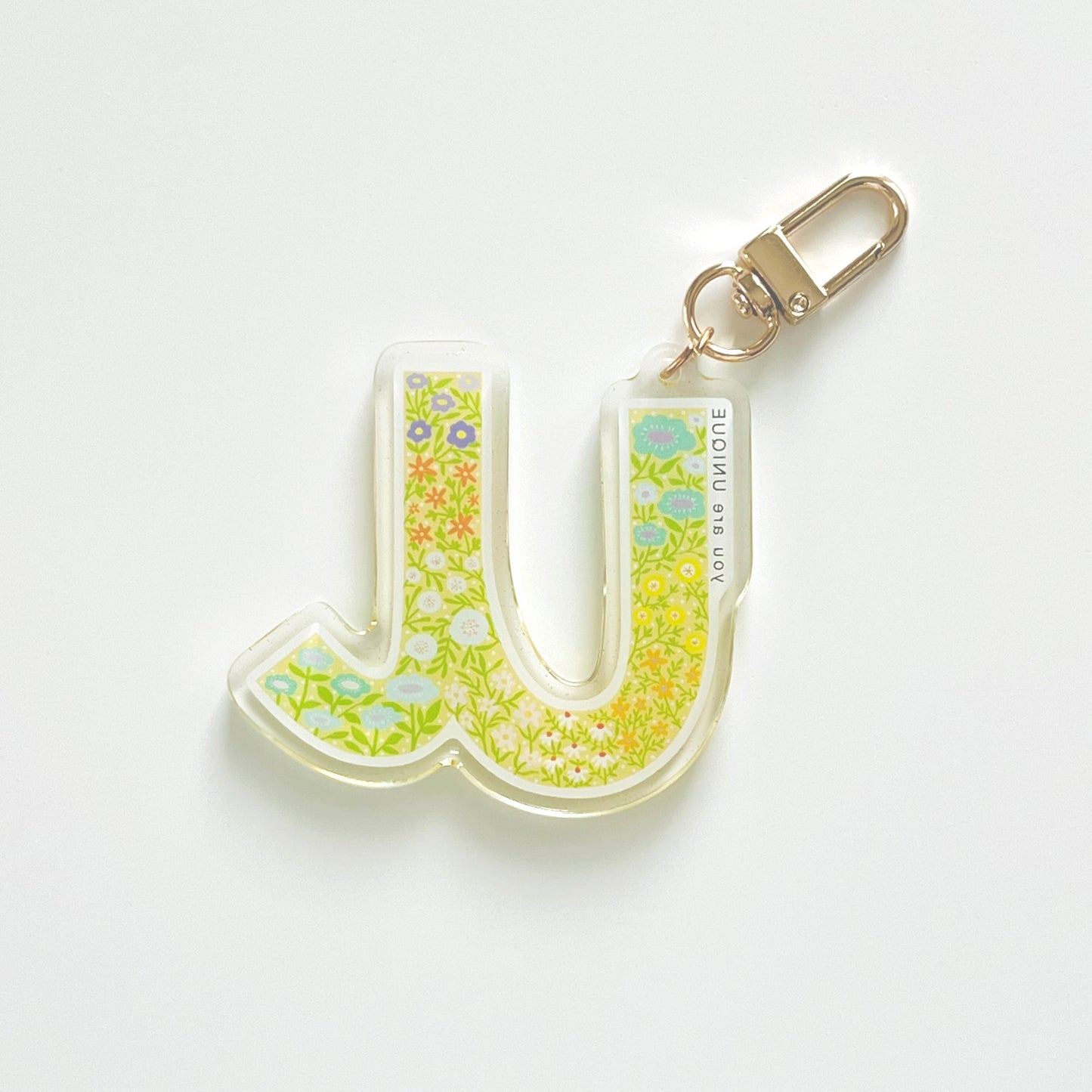 Letter U Affirmation Keychain – UNIQUE Floral Acrylic Charm