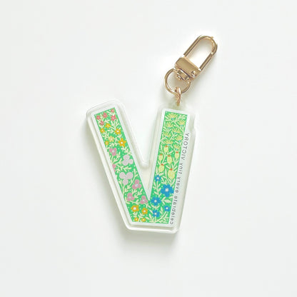 Letter V Affirmation Keychain – VICTORY Floral Acrylic Charm