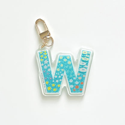 Letter W Affirmation Keychain – WORTHY Floral Acrylic Charm