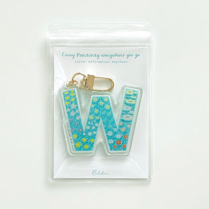 Letter W Affirmation Keychain – WORTHY Floral Acrylic Charm