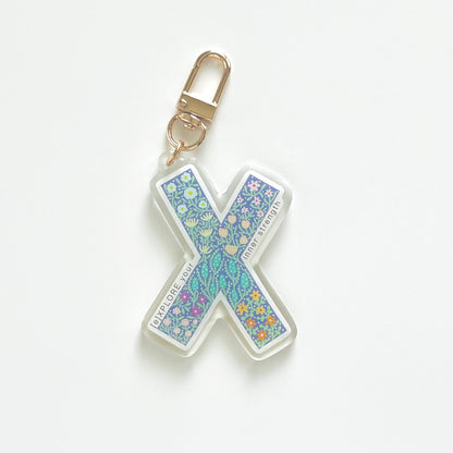 Letter X Affirmation Keychain – EXPLORE Floral Acrylic Charm