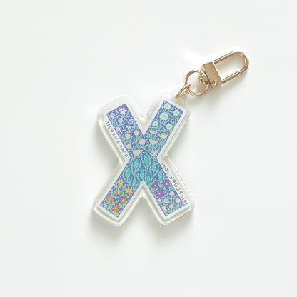 Letter X Affirmation Keychain – EXPLORE Floral Acrylic Charm