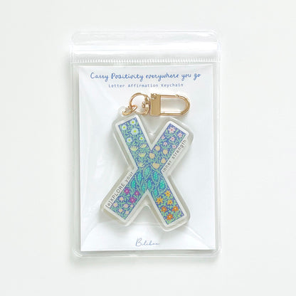 Letter X Affirmation Keychain – EXPLORE Floral Acrylic Charm
