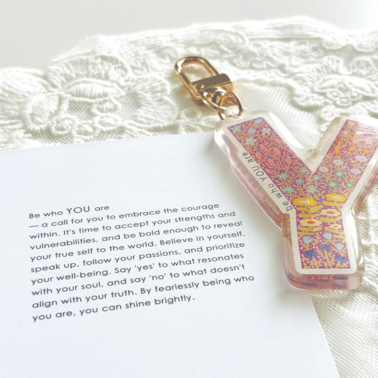 Letter Y Affirmation Keychain – YOU Floral Acrylic Charm