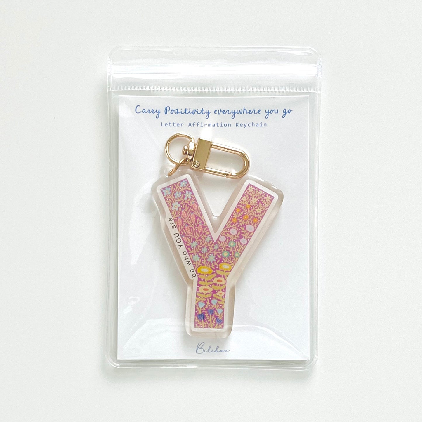 Letter Y Affirmation Keychain – YOU Floral Acrylic Charm