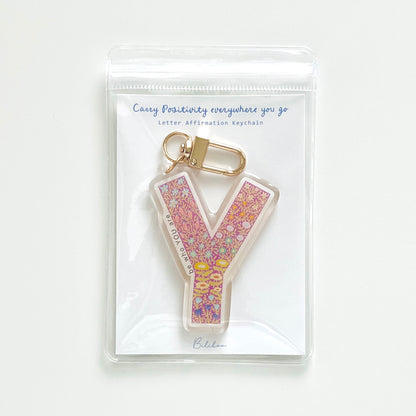 Letter Y Affirmation Keychain – YOU Floral Acrylic Charm