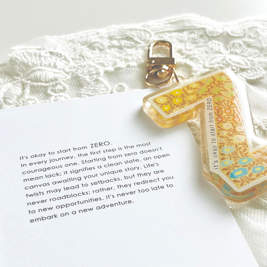 Letter Z Affirmation Keychain – ZERO Floral Acrylic Charm