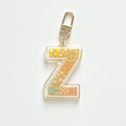 Letter Z Affirmation Keychain – ZERO Floral Acrylic Charm