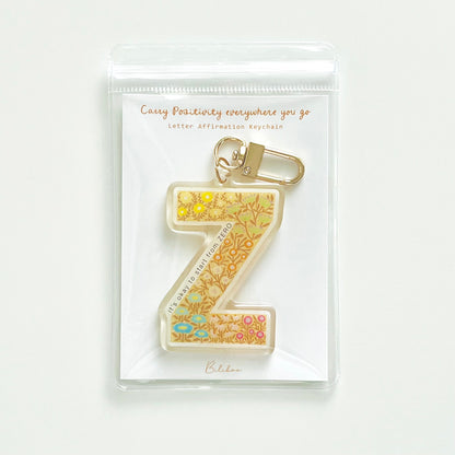 Letter Z Affirmation Keychain – ZERO Floral Acrylic Charm