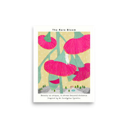Eucalyptus Synandra poster from The Rare Bloom Collection featuring a vibrant botanical illustration inspired by a rare Australian flower, 8x10 in.